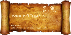 Dodek Mátyás névjegykártya
